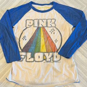 Rowdy Sprout Kids Pink Floyd Rainbow Blue and White Raglan Shirt - Size: 8